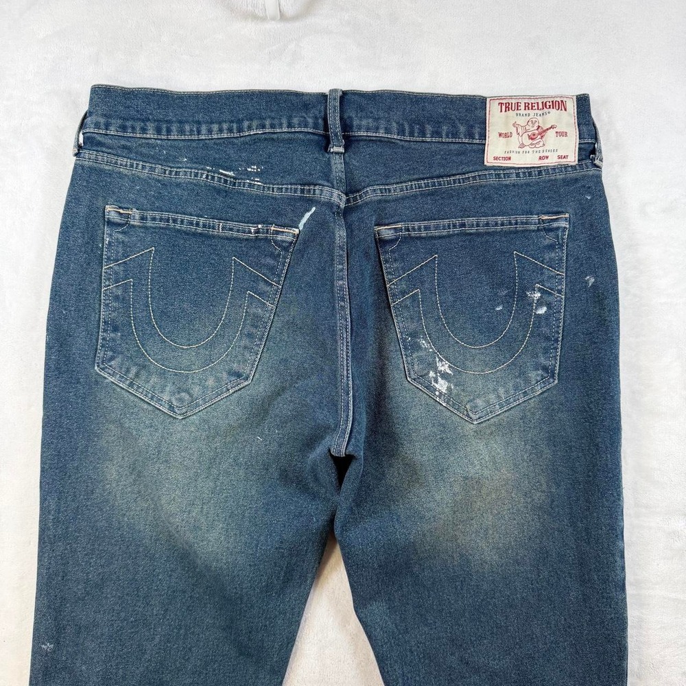 True Religion Geno Flap Relaxed Slim Jeans Men's 34x32 - Paint Stained
